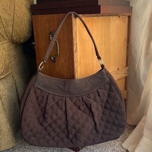Vera Bradley Slim Hobo Shoulder Espresso Brown Quilted Bag